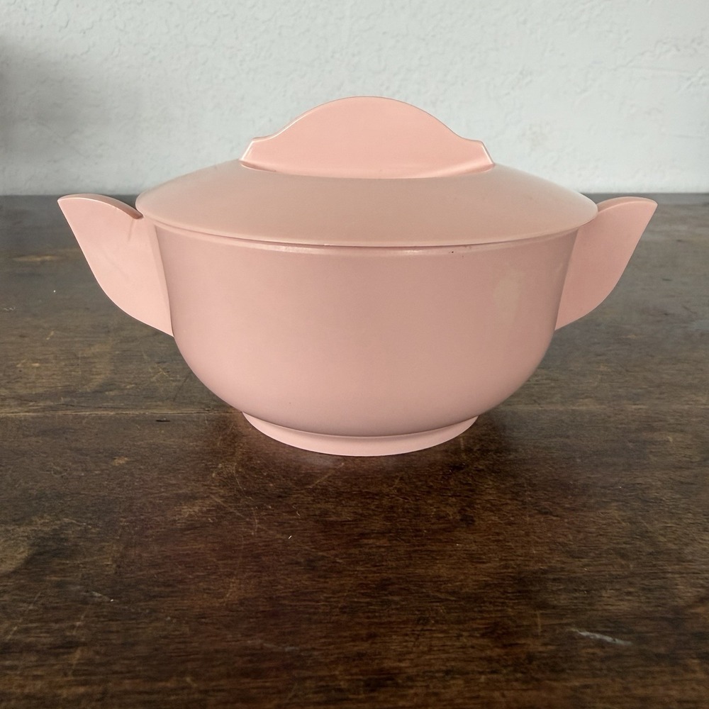 Vintage Miramar Melmac Pink Melamine Creamer Sugar Bowl & 4 Cups MCM Set - Picture 5 of 10